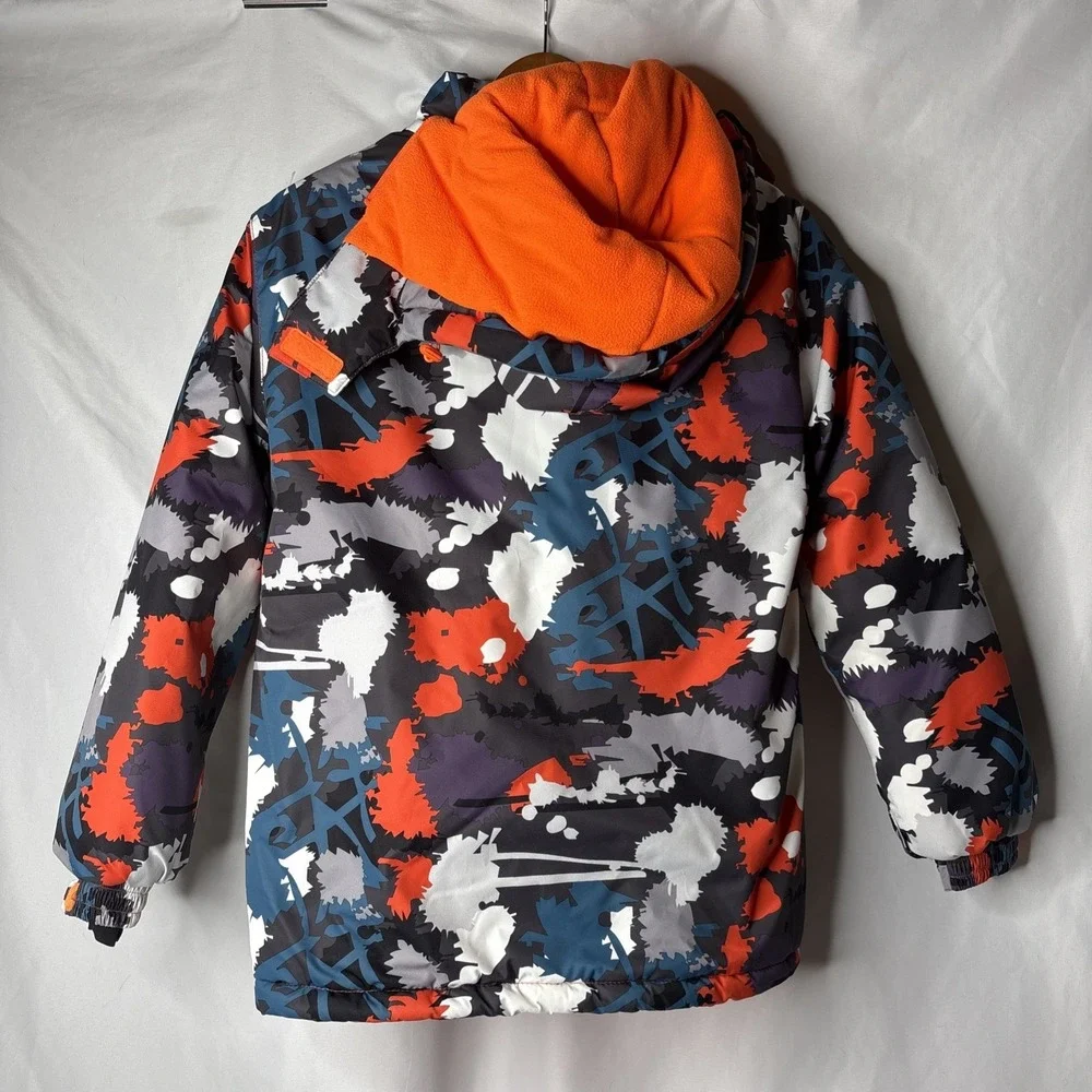 KULUOXING Kids 16 Ski Snowboard Waterproof Insulated Jacket Neon Orange Multi‎